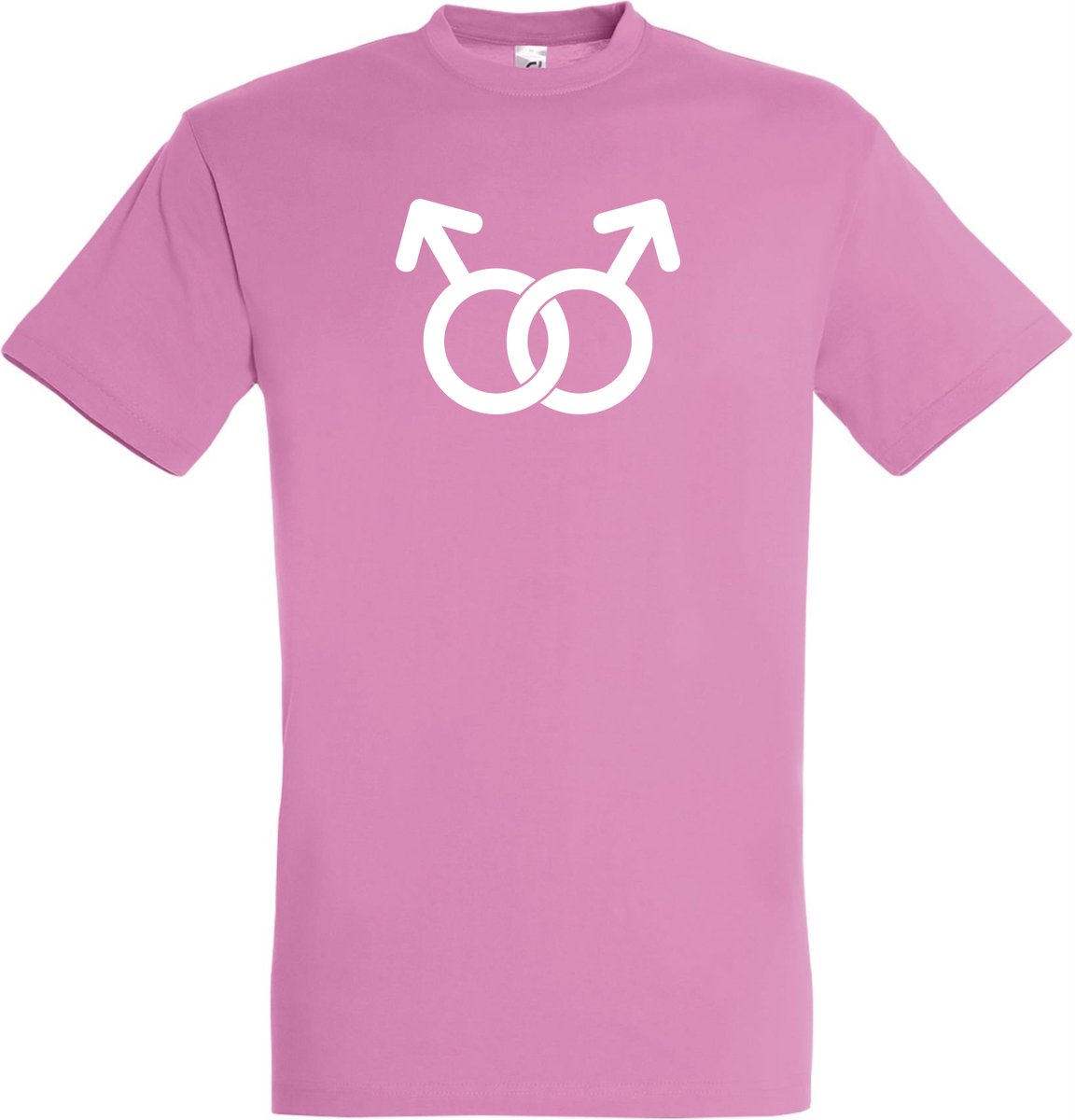 T-shirt Gay Love Symbol | Regenboog vlag | Gay pride kleding | Pride shirt | Roze | maat M